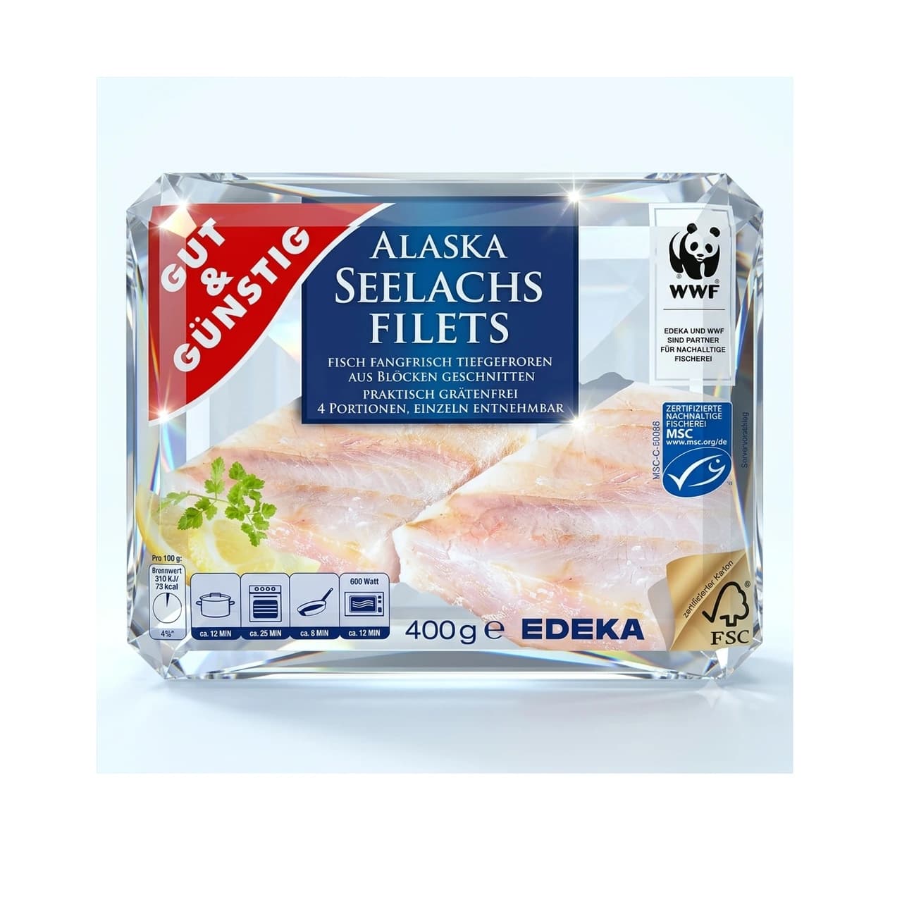 Gut & Günstig frozen Alaska pollock fillets pack, 400 g