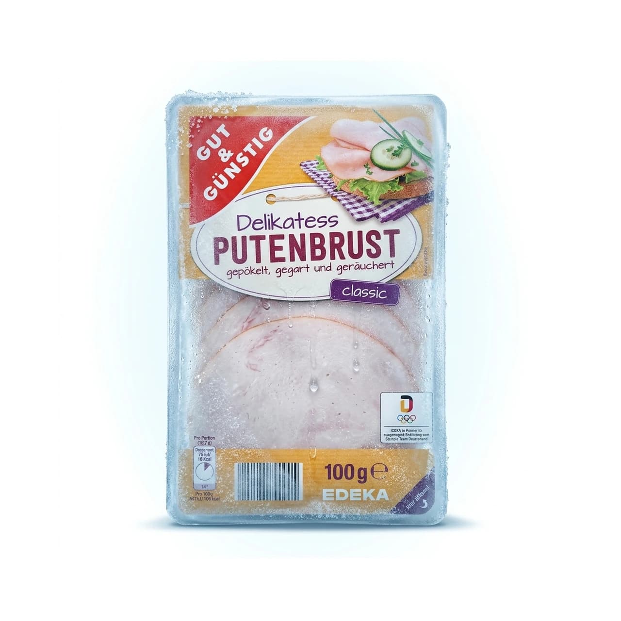Packung Gut & Guenstig Delikatess Putenbrust Classic, 100 g