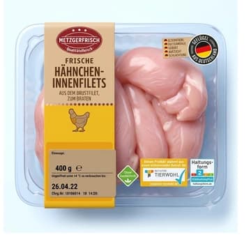 Schale Metzgerfrisch Frische Hähnchen-Innenfilets, 400 g