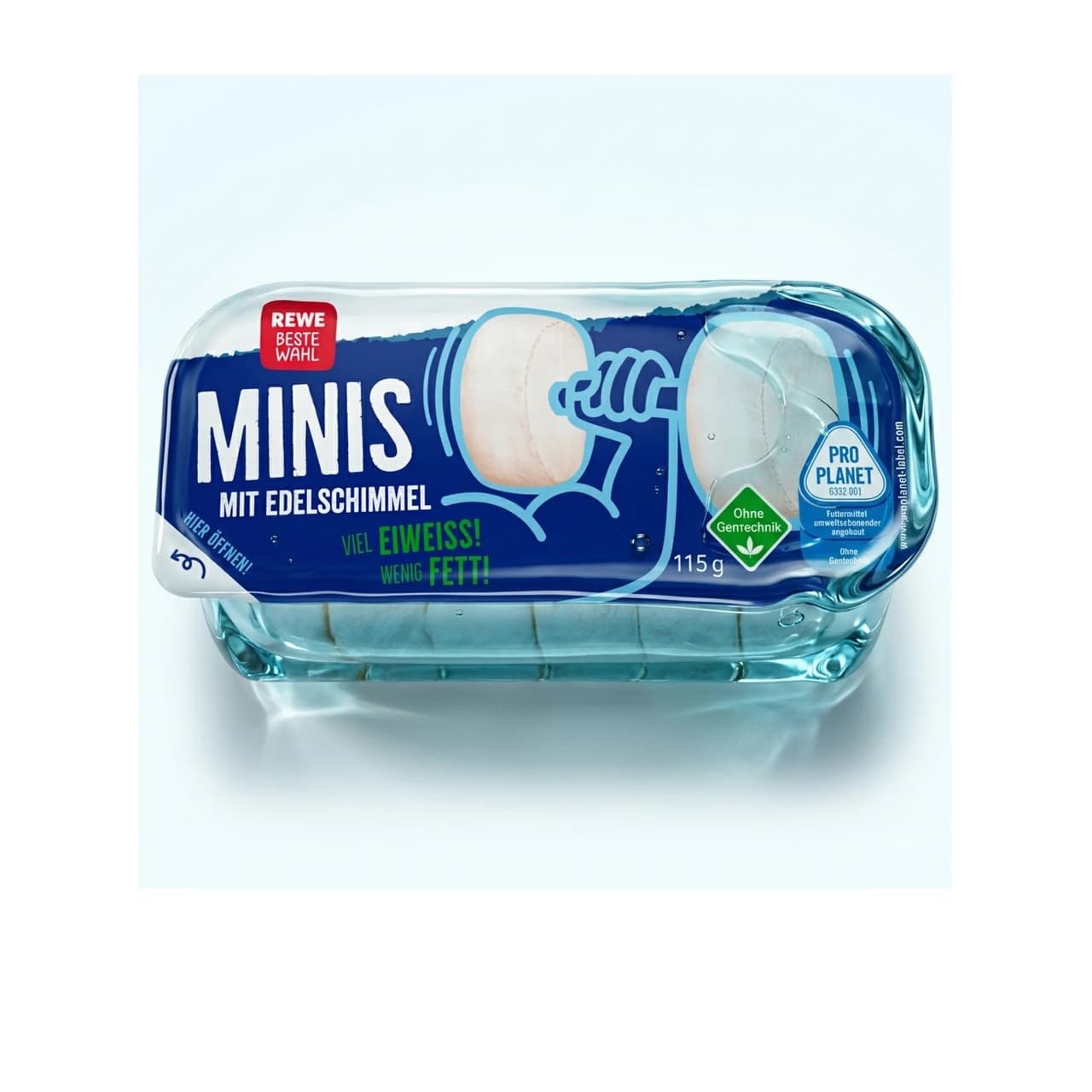 Schale REWE Beste Wahl Handkäse Minis mit Edelschimmel, 115 g