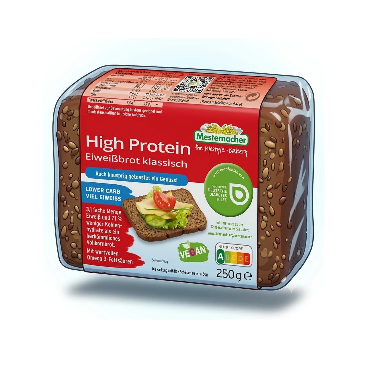Mestemacher High Protein Bread Classic pack, 250 g