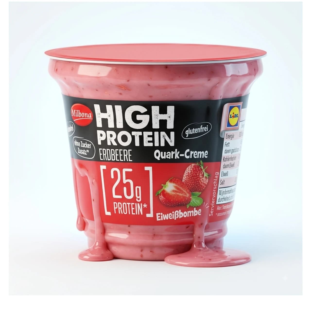 Milbona High Protein Quark Cream Strawberry cup, 200 g