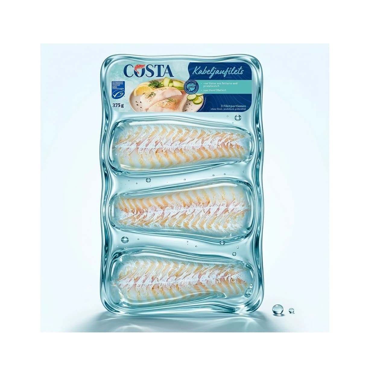 Packung COSTA Kabeljaufilets mit 3 Filetportionen, 375 g