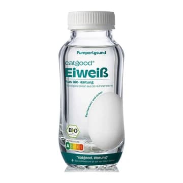 Flasche Pumperlgsund eatgood Eiweiß flüssig Bio, 483 ml