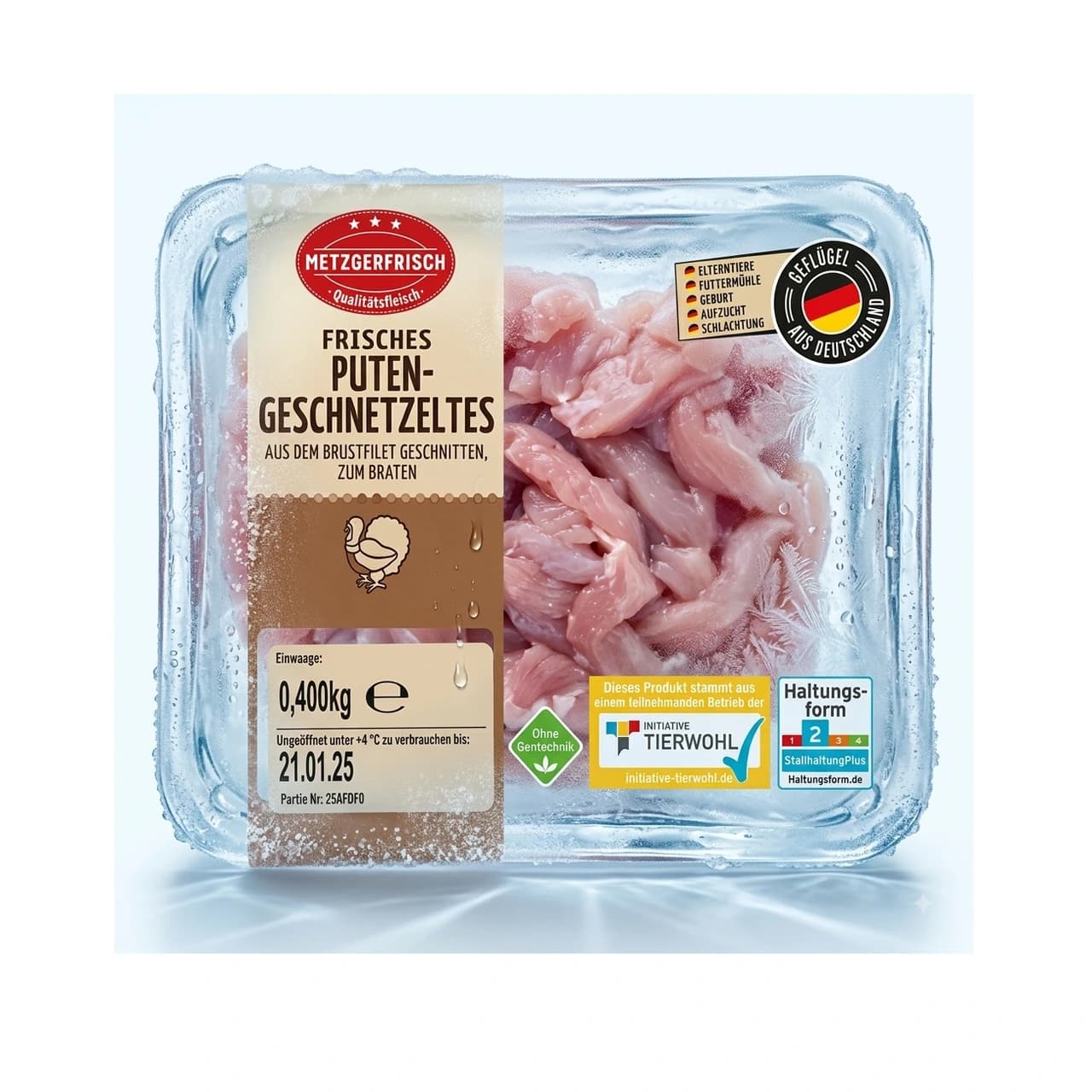 Schale Metzgerfrisch Frisches Puten-Geschnetzeltes, 400 g