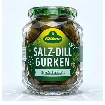 Glas Kühne Salz-Dill Gurken, 650 g