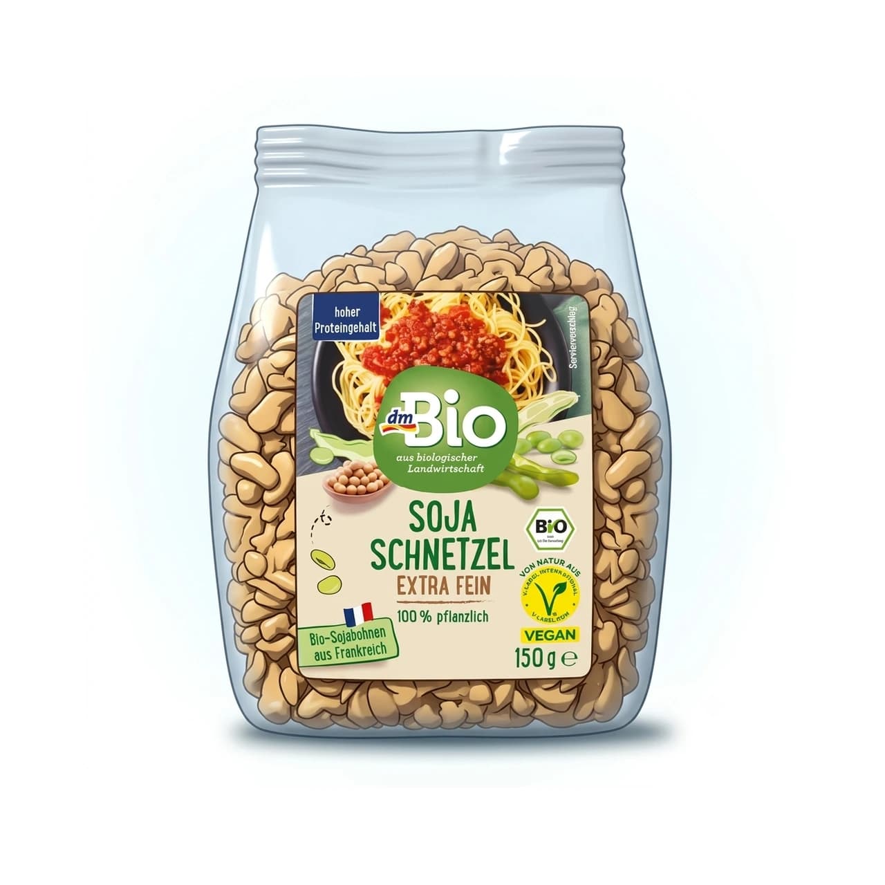 Beutel dmBio Soja Schnetzel extra fein, 150 g