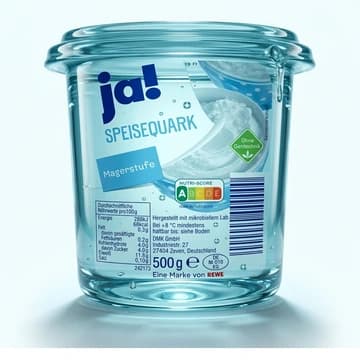 Becher ja! Speisequark Magerstufe, 500 g, als Liquid-Glass-Transformation