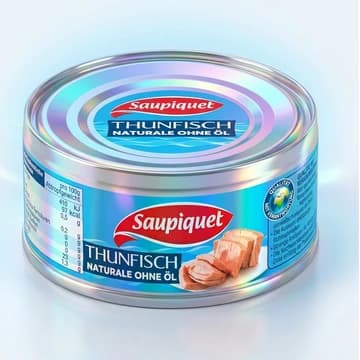 Dose Saupiquet Thunfisch Naturale ohne Oel, 140 g, als holografisch-irisierende Transformation